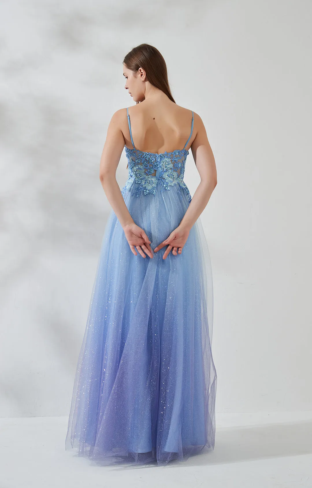 Adjustable Spaghetti Straps V Neck Floor-length Prom Dress