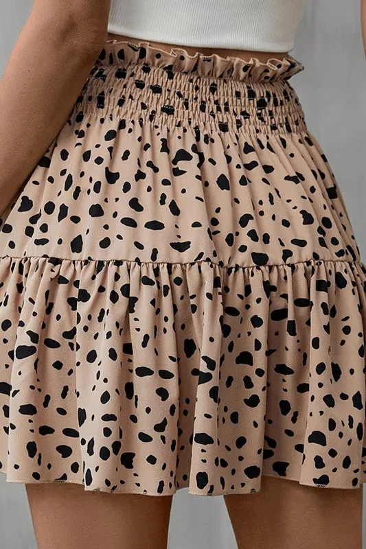 Be Back Later Animal Print Skirt Beige