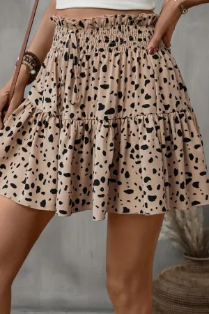 Be Back Later Animal Print Skirt Beige