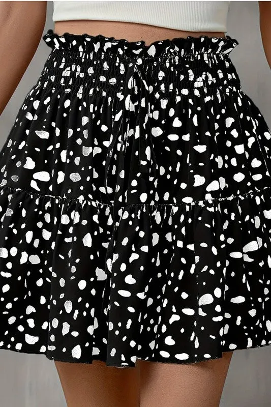 Be Back Later Animal Print Skirt Black