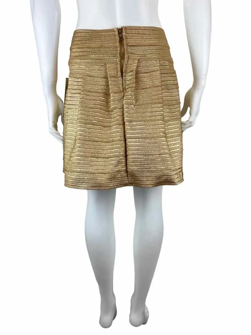 Bloomingdale's Aqua Women's Metallic Elastic Mini Skirt Gold Size S