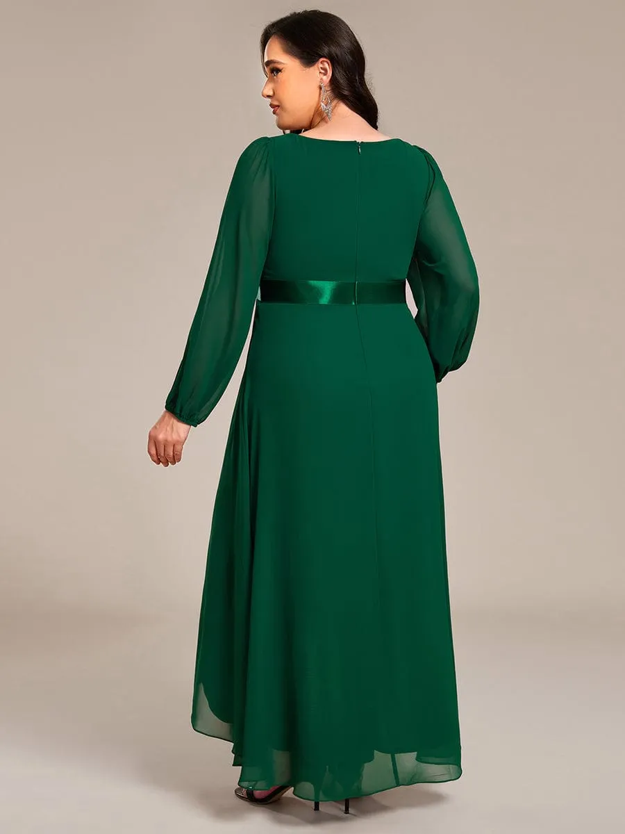 Chiffon Long Sleeve Empire Waist Midi Evening Dress