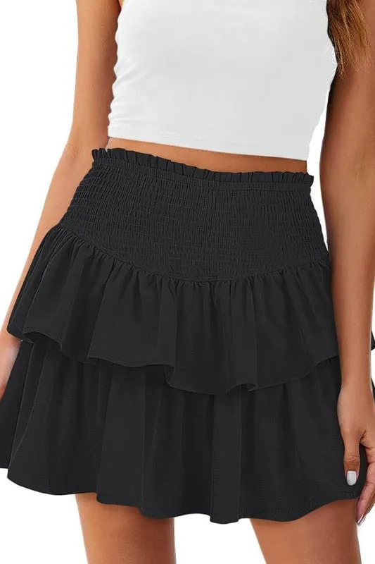 Coffee Date Black Tiered Skirt