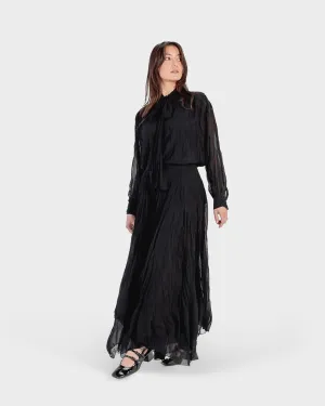 Crinkled Chiffon Skirt in Black