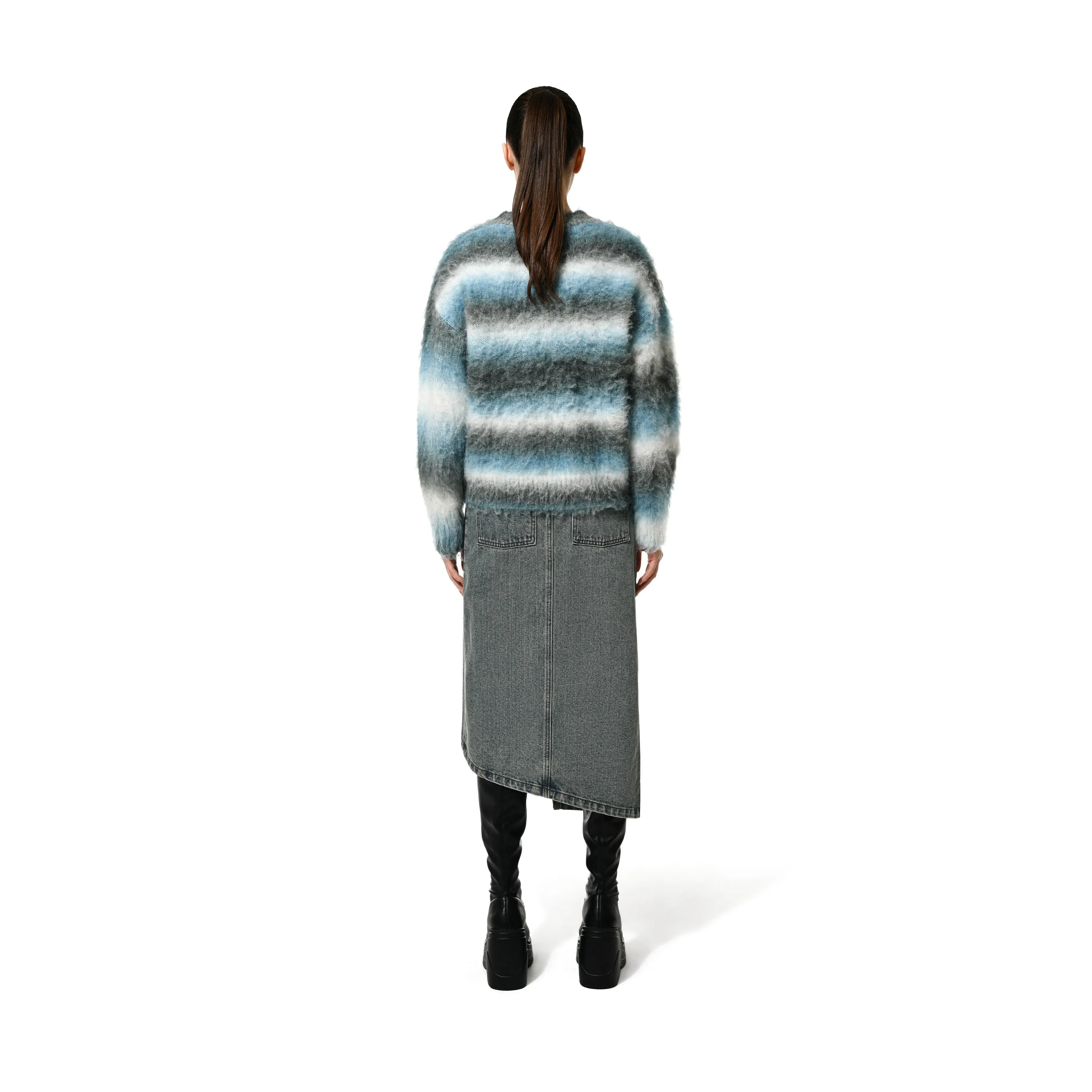 DENIM ASYMMETRIC WRAP SKIRT - Blue