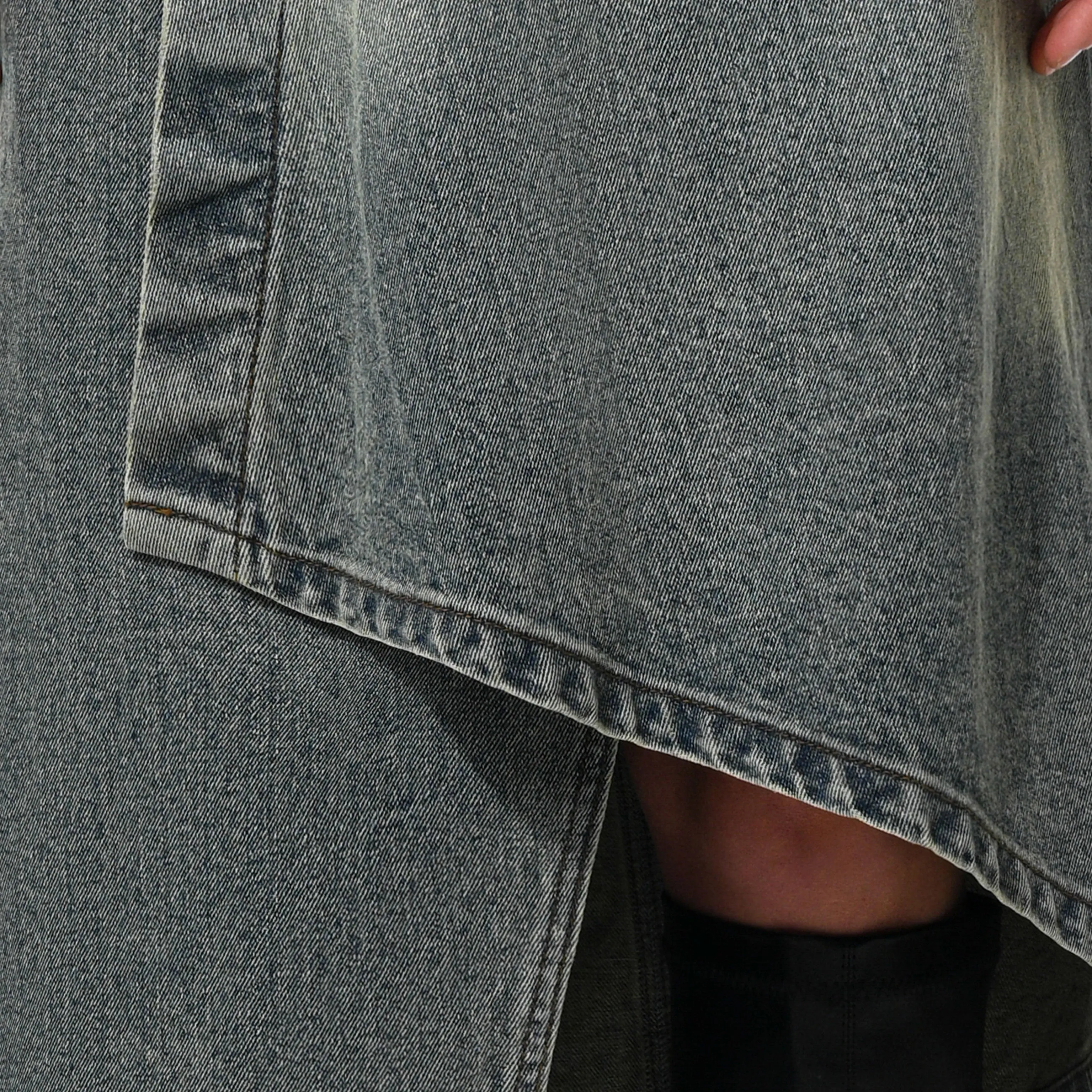 DENIM ASYMMETRIC WRAP SKIRT - Blue