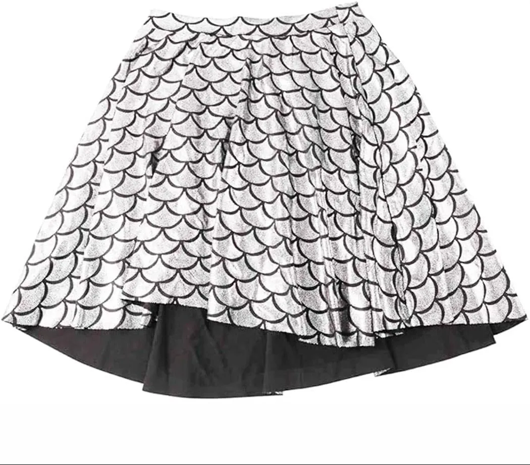 GRAEEN Green Mermaid Skirts Fish Scale Skater Skirts Sparkly Flared Pleated Mini Skirt Party Costumes Skirt