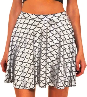 GRAEEN Green Mermaid Skirts Fish Scale Skater Skirts Sparkly Flared Pleated Mini Skirt Party Costumes Skirt