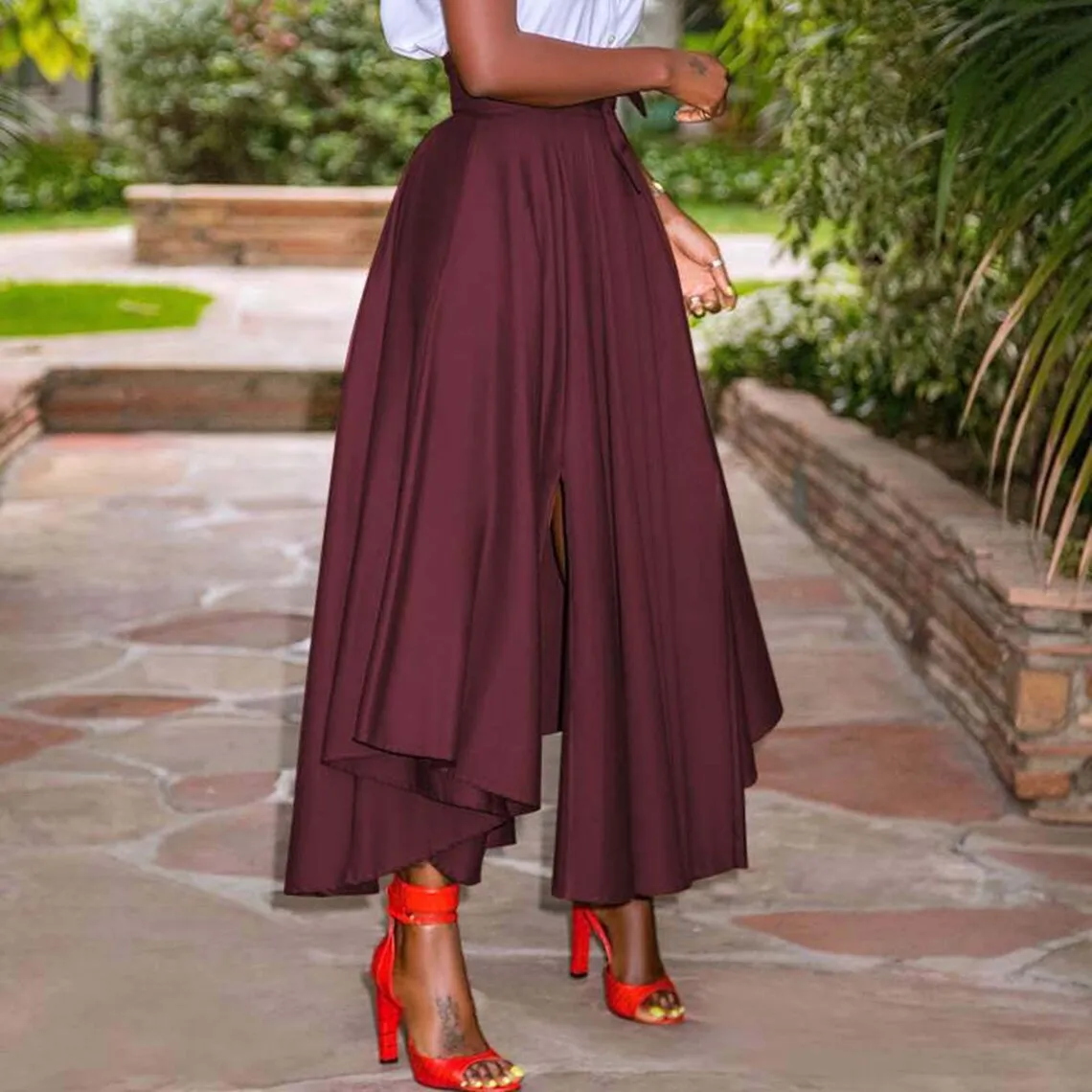 Irregular Holiday Fashion High Waisted Long Skirt