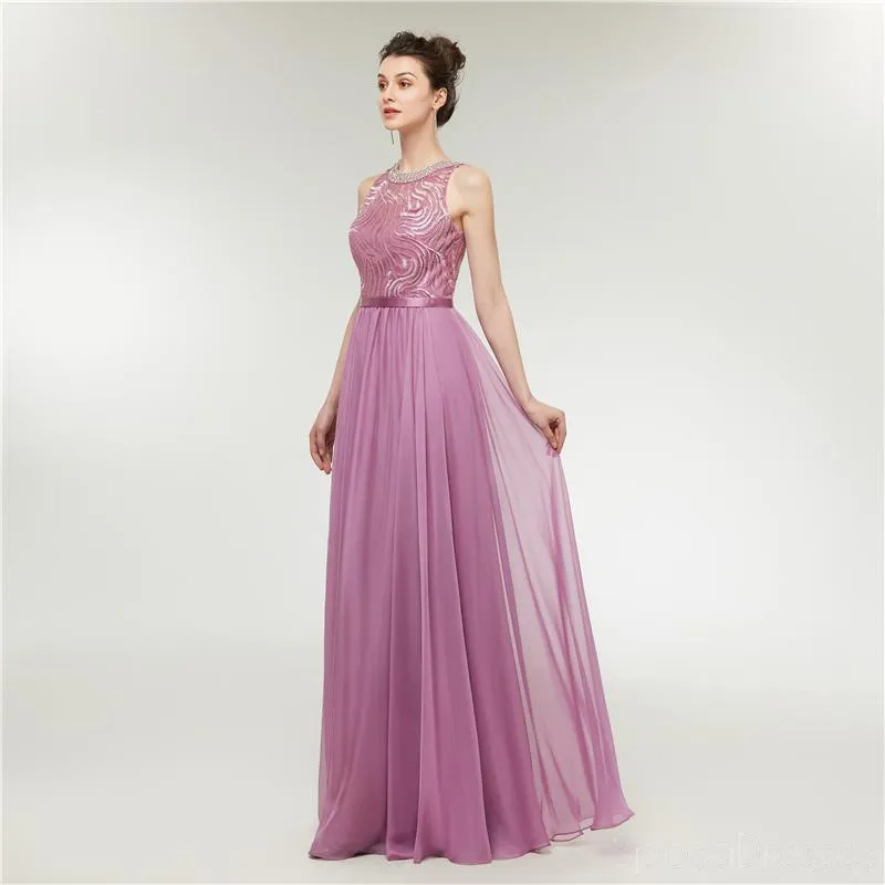Jewel Purple Beaded Cheap Long Evening Prom Dresses, Evening Party Prom Dresses, 12001