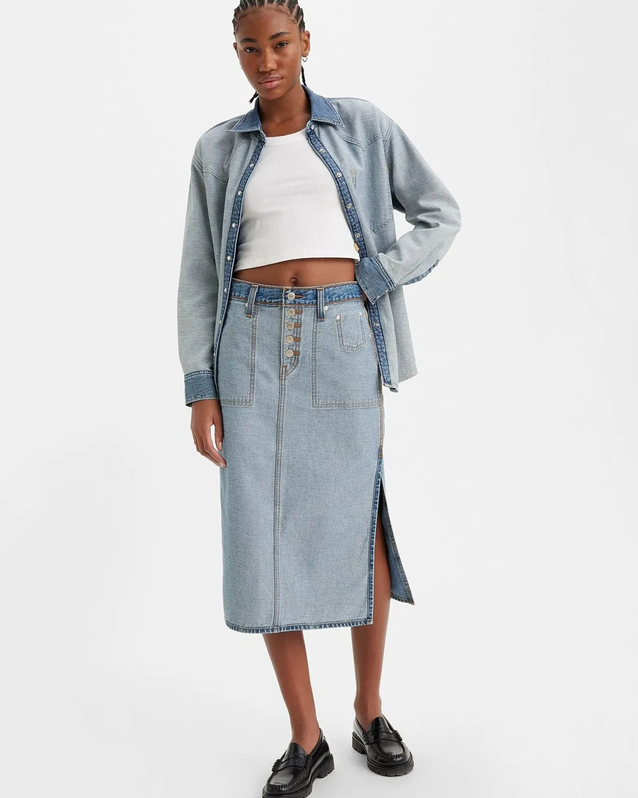Levi's® Womens Reversible Side Slit Skirt - Soft As Butter Mid No Dp