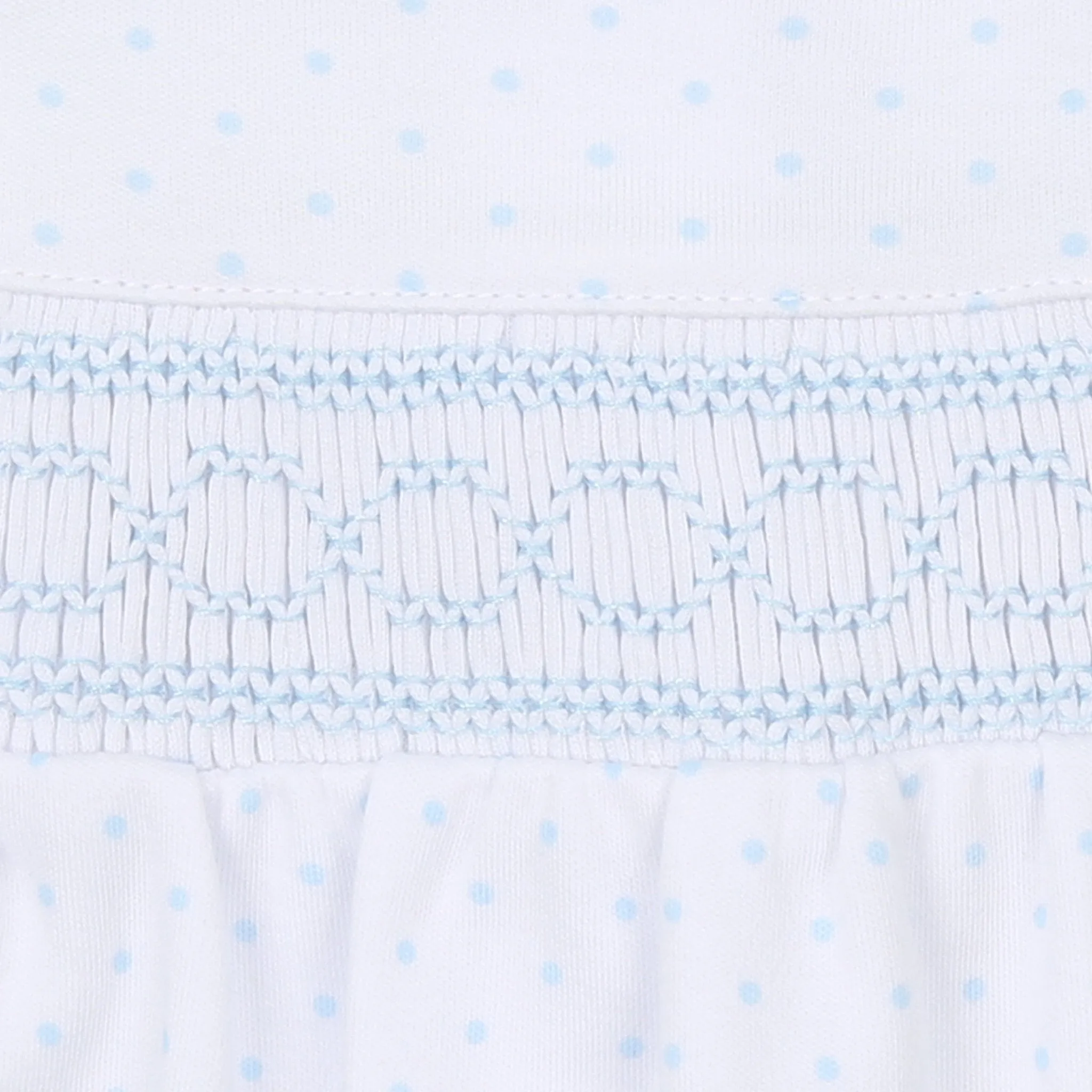 Mini Dots Smocked Footie - Blue