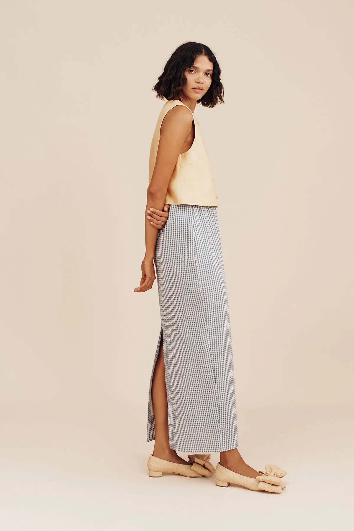 MIRA SKIRT - BLUE GINGHAM