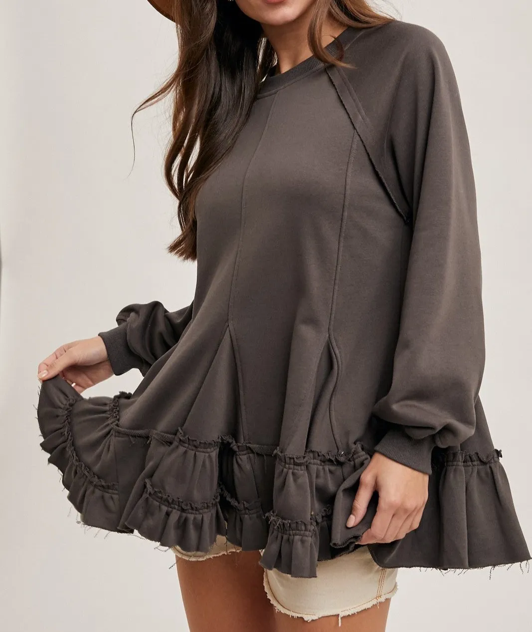 Ruffled Tiered Sweatshirt