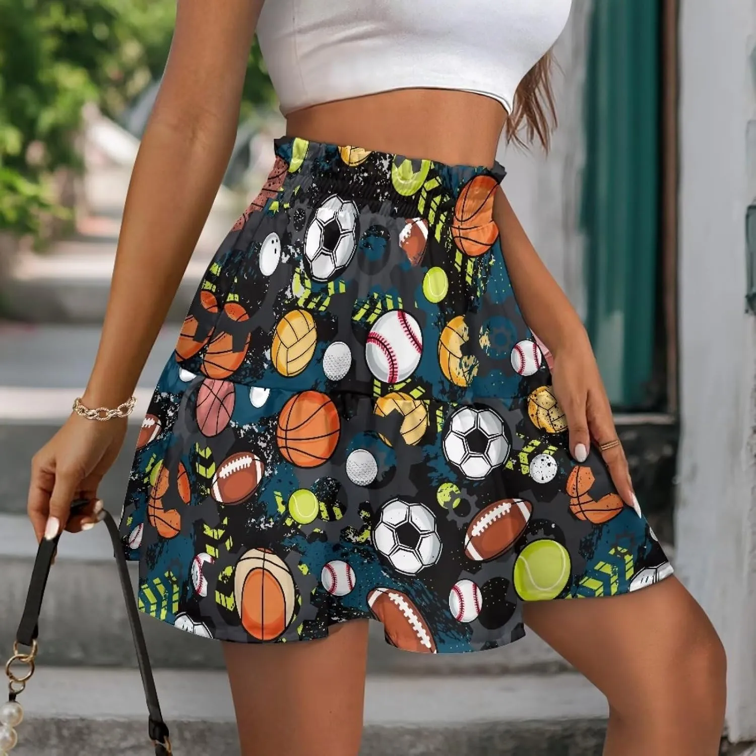 Short Skirts for Women High Waist Tiered Mini Skirt for Running Casual