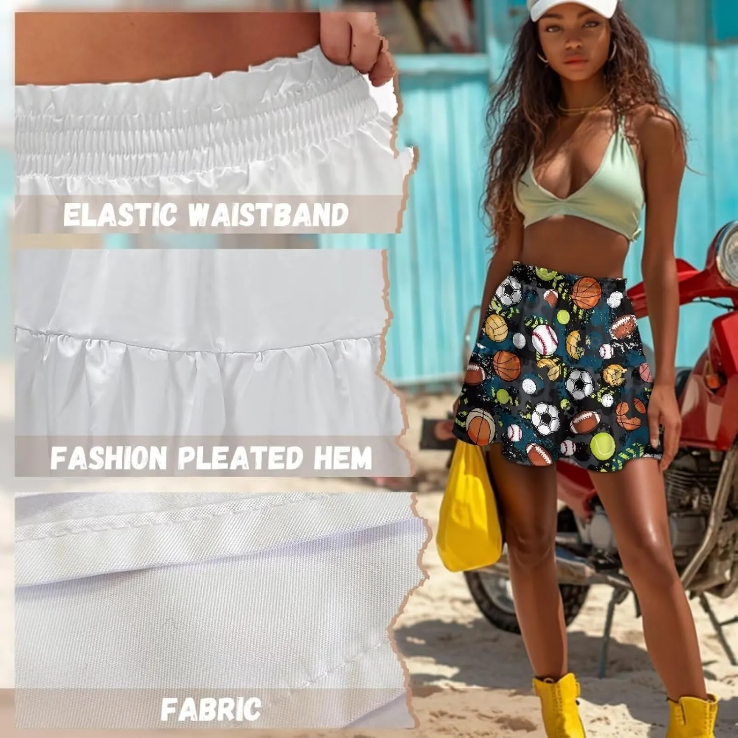 Short Skirts for Women High Waist Tiered Mini Skirt for Running Casual