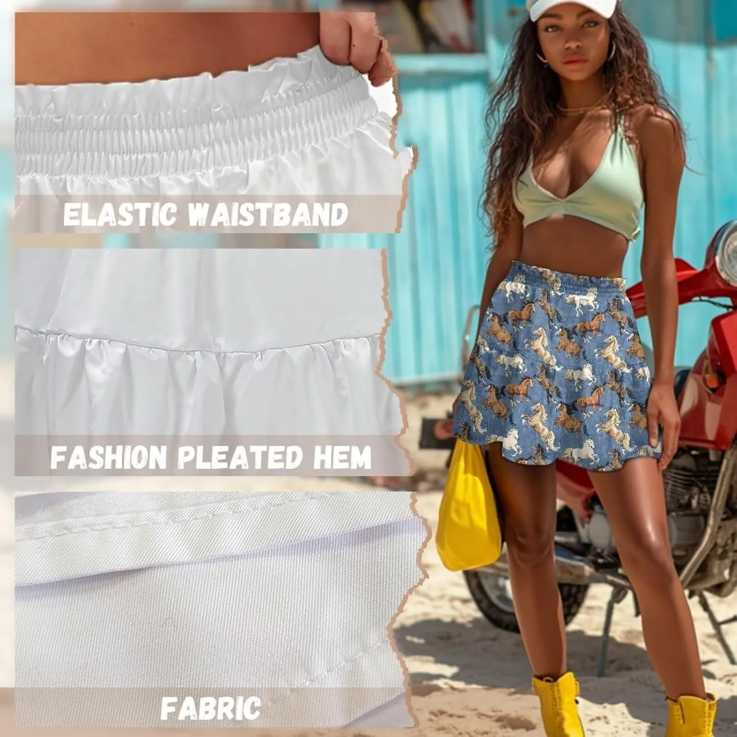Short Skirts for Women High Waist Tiered Mini Skirt for Running Casual