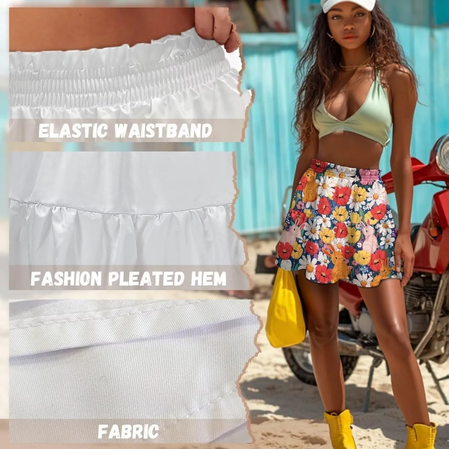 Short Skirts for Women High Waist Tiered Mini Skirt for Running Casual