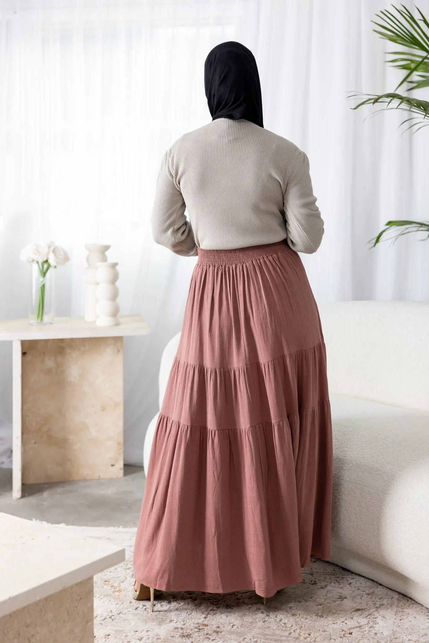 Stitch Detail Tier Skirt