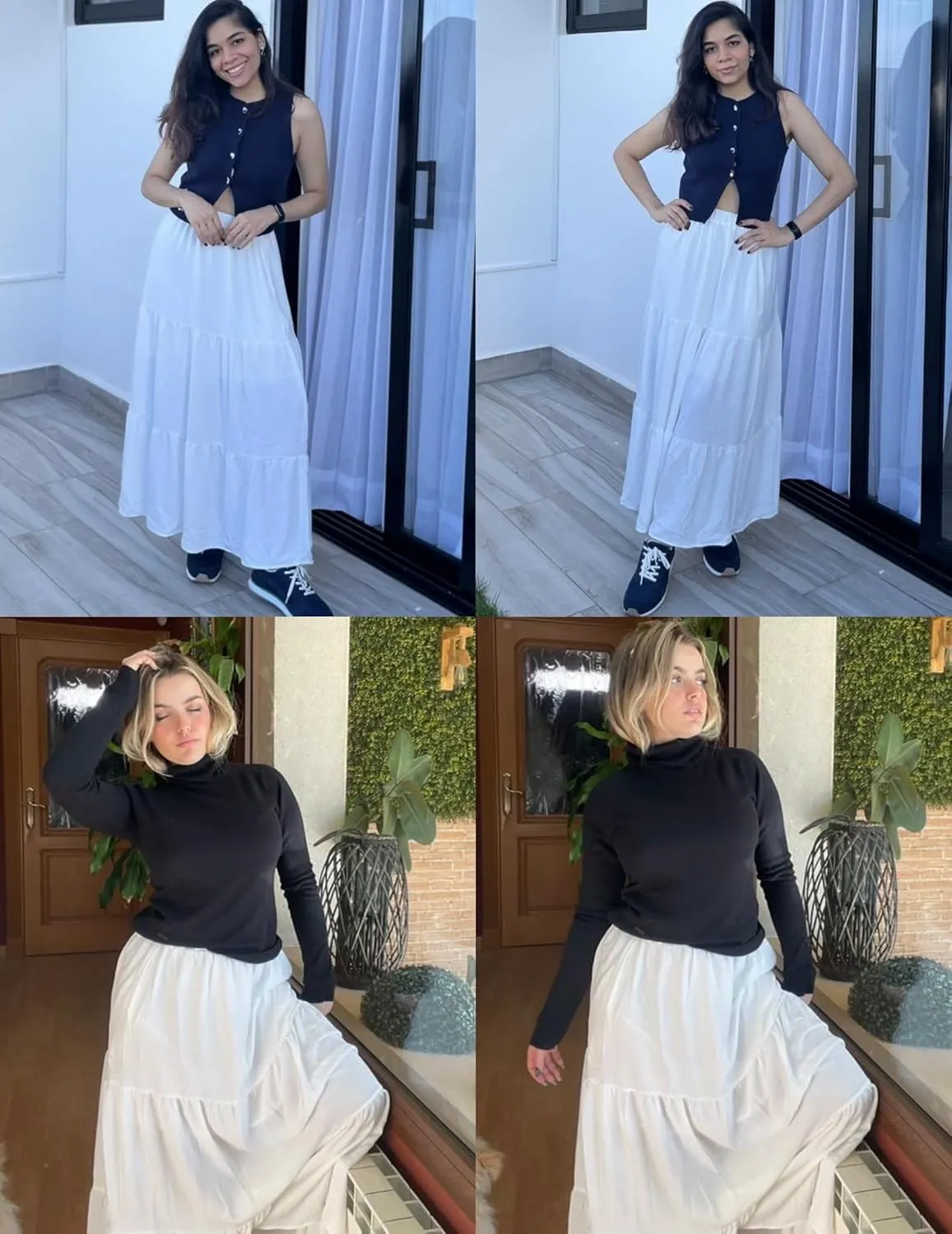 Zeagoo Skirts for Women Summer Boho Casual Maxi Flowy Elastic High Waist A-Line Tiered Swing Floral Long Skirts with Pockets